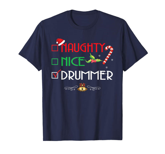 Naughty Nice Drummer Group Matching Christmas Gifts T-Shirt