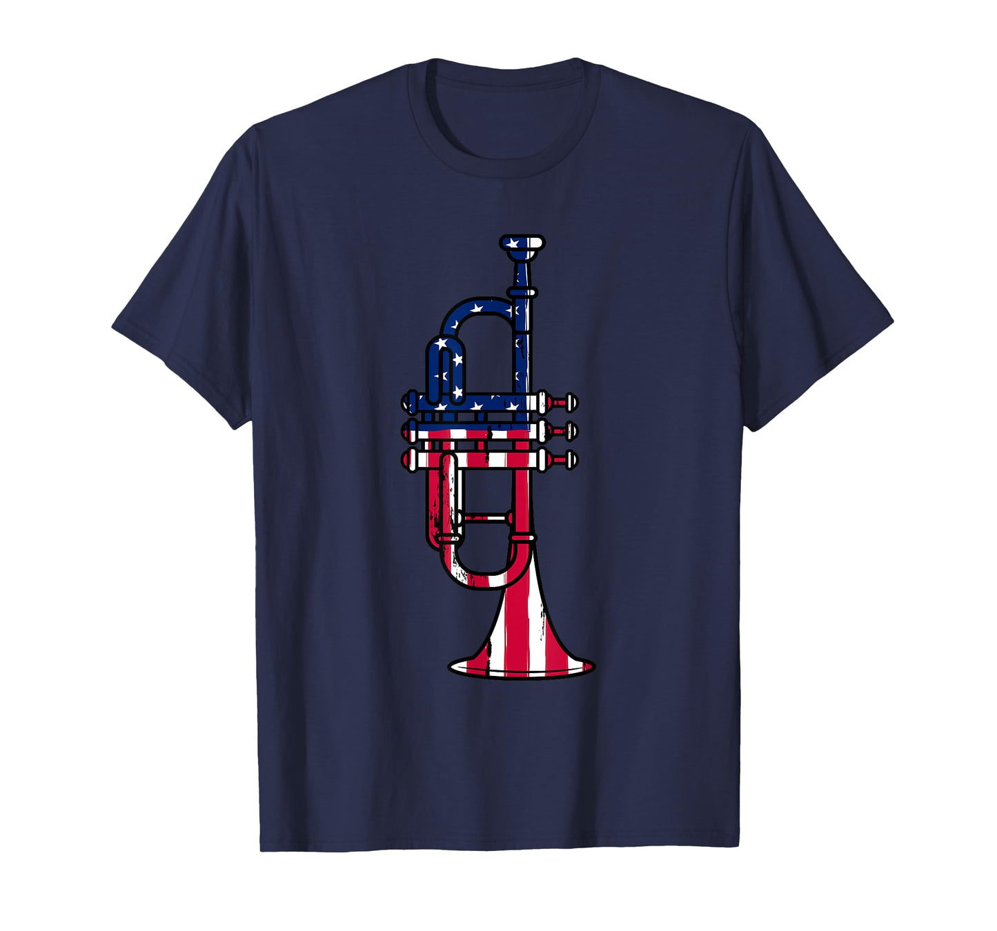 Trumpet USA Flag Funny Trumpeter Musician 4th Of July Outfit T-Shirt