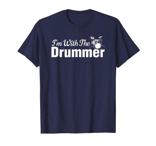 DrumSauce I'm With The Drummer T-Shirt | Funny Drummer T-Shirt | Black, Men's, Small, Short Sleeve, T-Shirt