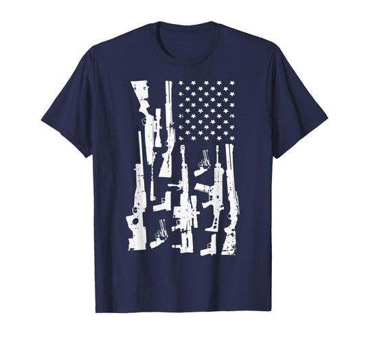 Hunting Guns USA Flag T-Shirt for Deer, Elk Hunters Women Men T-Shirt