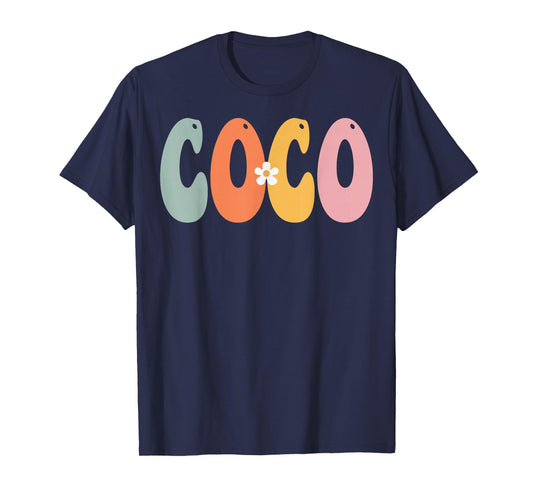 COCO Retro Groovy Print Mom Cute Mother's Day Funny Grandma T-Shirt
