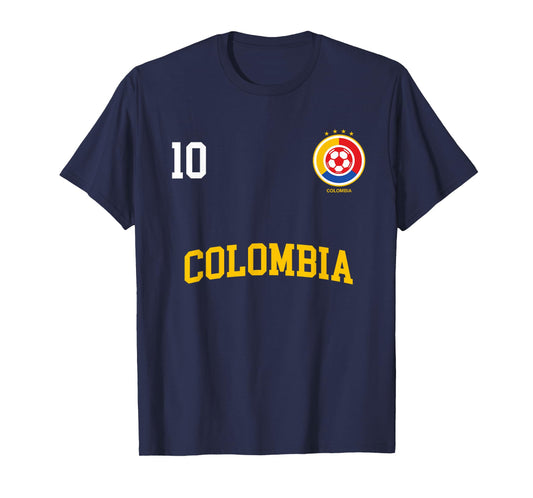 Colombia Soccer Shirt 10 + Back Colombian Flag Camisa Futbol T-Shirt