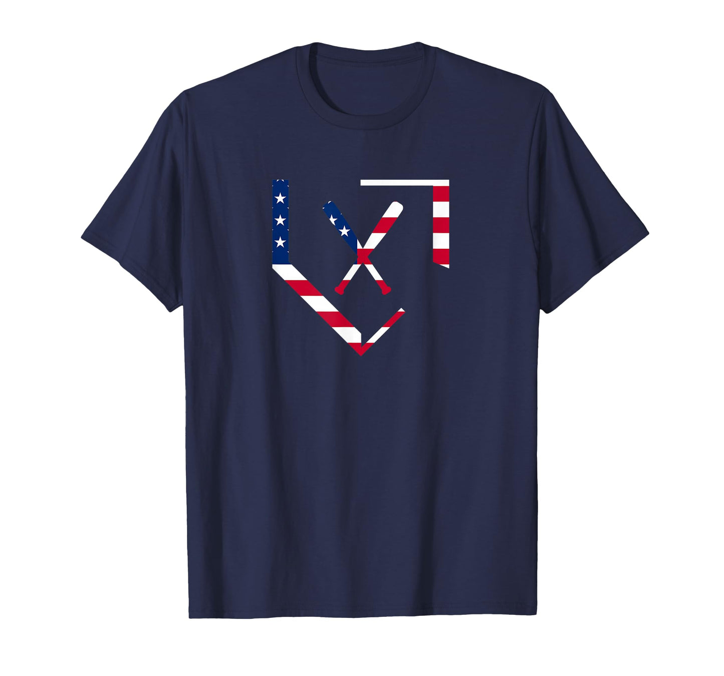Stars and Stripes Home Plate Baseball Bats American Flag USA T-Shirt
