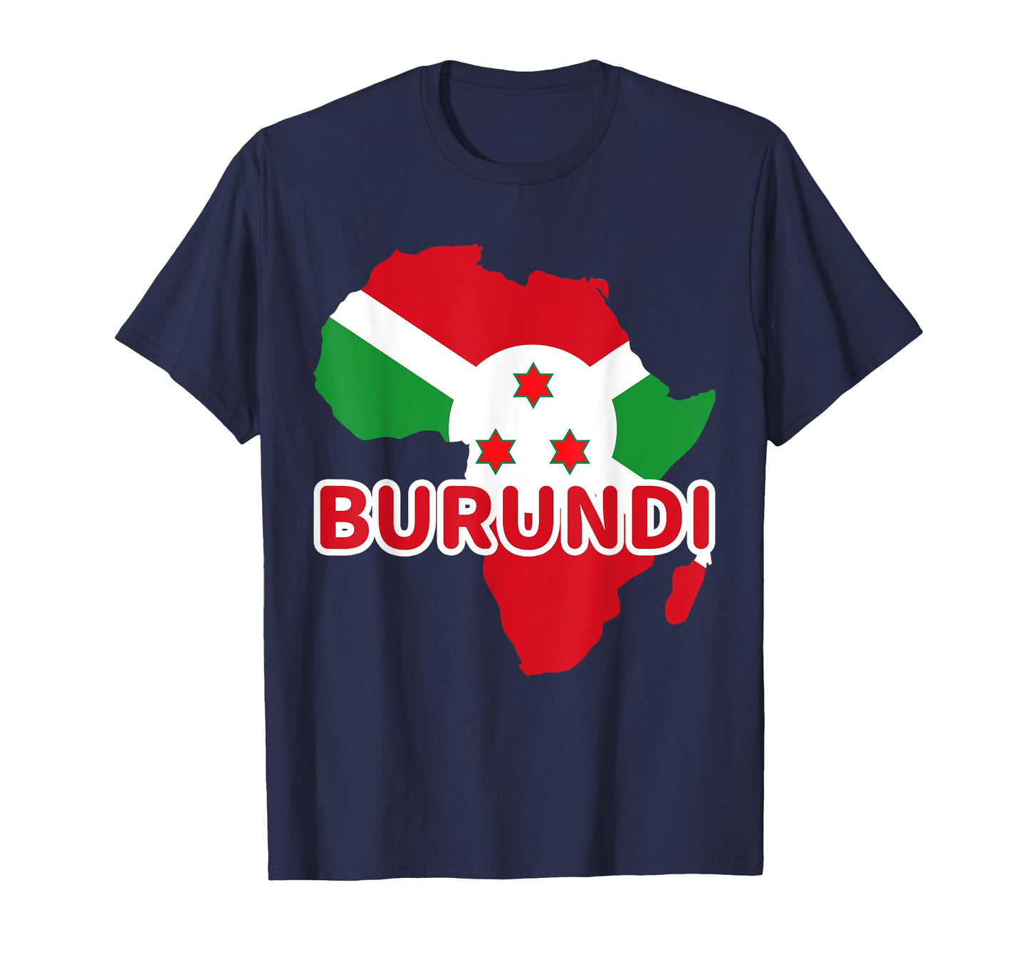 Burundi Burundian Pride Flag Map Africa Print T-Shirt