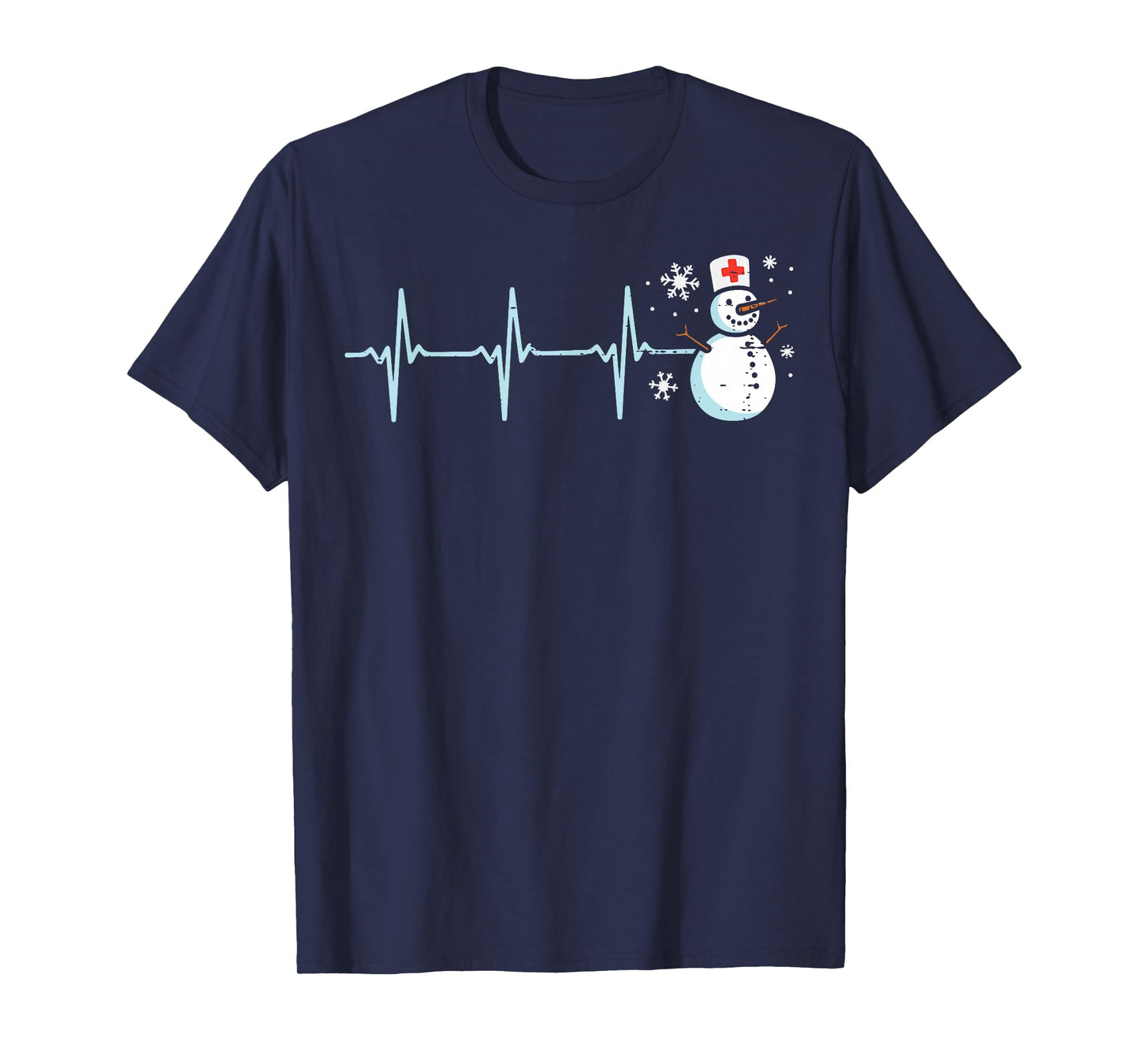 Christmas Heartbeat Snowman Nurse Xmas Scrub Top Women Men T-Shirt