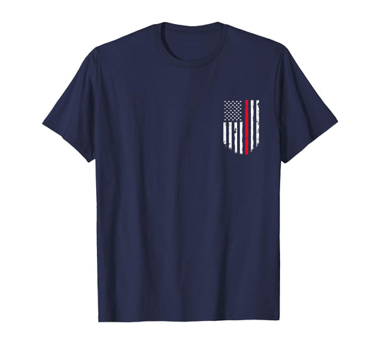 Thin Red Line American USA Flag Fireman Support Firefighter T-Shirt