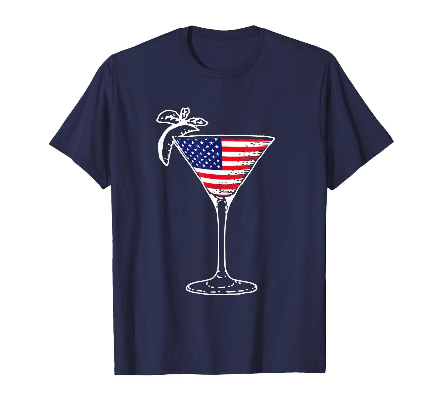 4th of July USA American Flag Martini Cocktail Funny Gift T- Women Men T-Shirt
