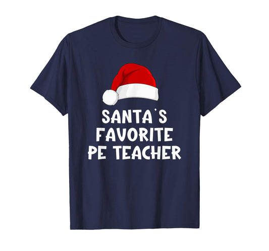 Christmas Santa's Favorite PE Teacher Physical Education T-Shirt