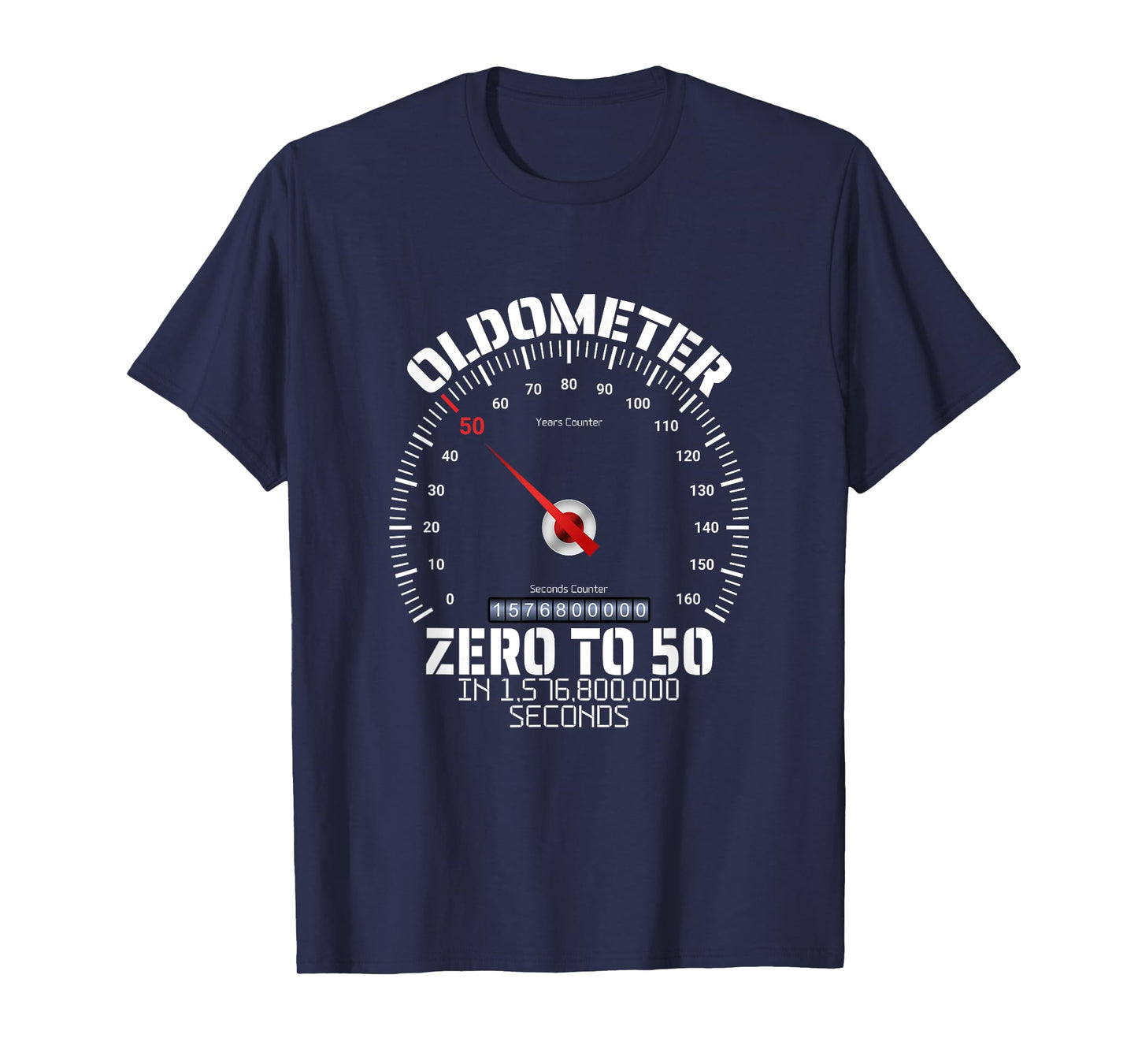50th Birthday Oldometer Zero To 50 Years Funny 50th Birthday T-Shirt