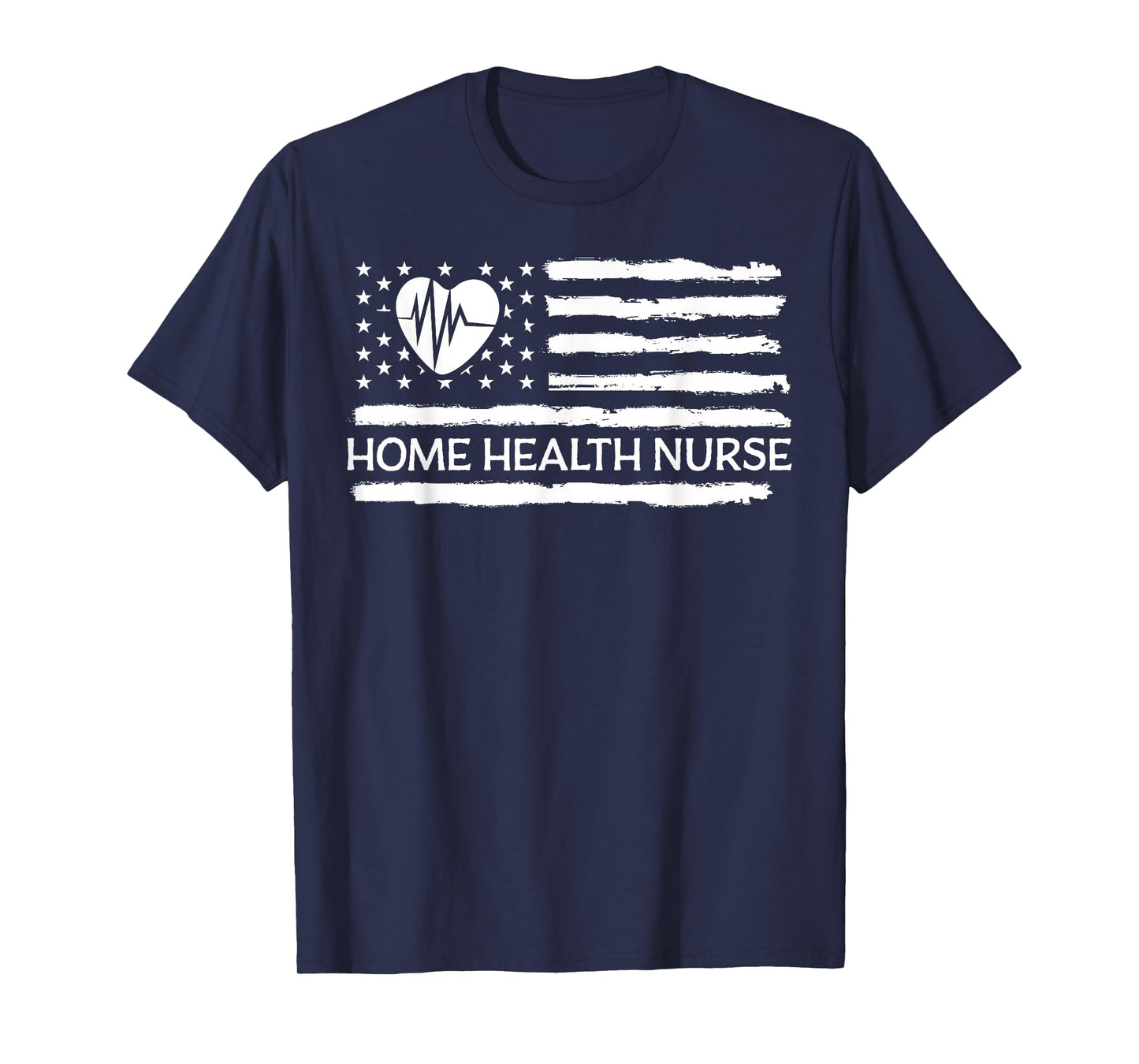 Home Health Nurse Heart American Flag Women Men T-Shirt