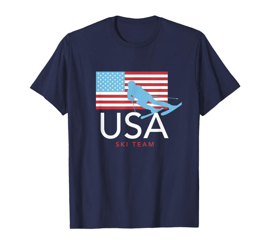 USA Ski Team American Flag T-shirt: Winter Sports Games