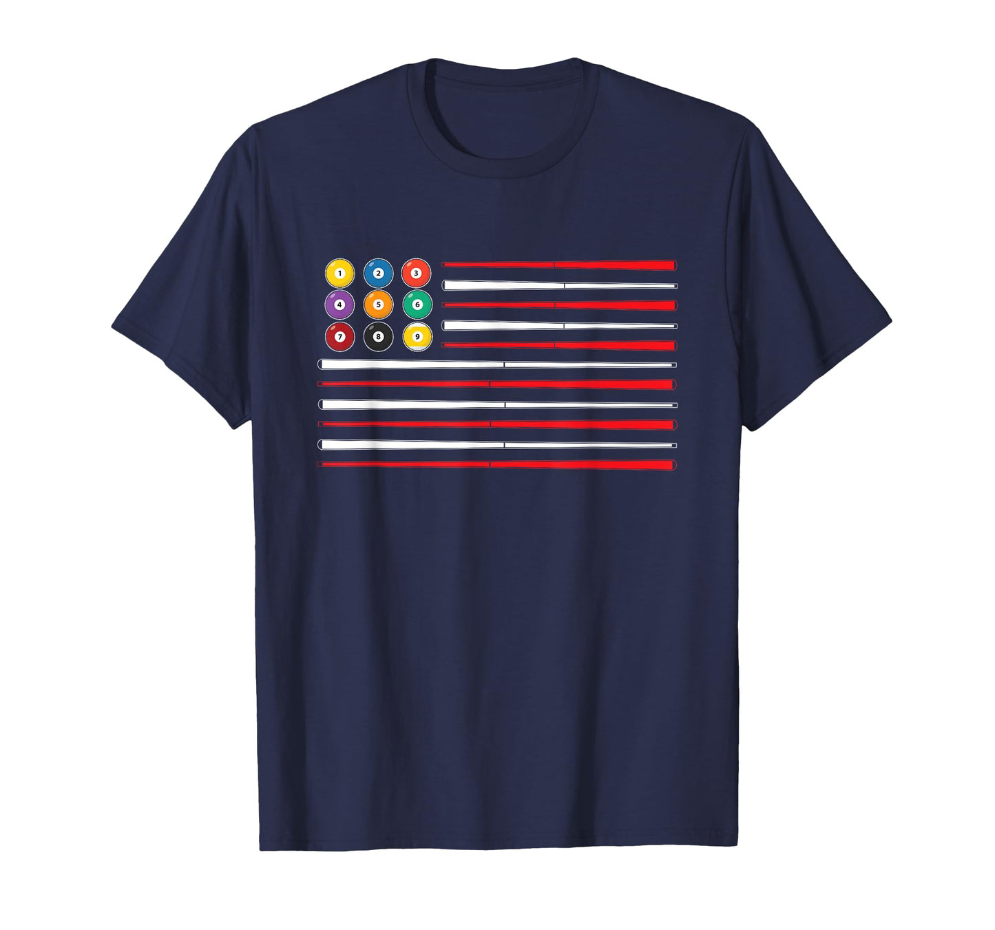 Billiards American Flag Cue Pool Balls Billiard Player Gift T-Shirt