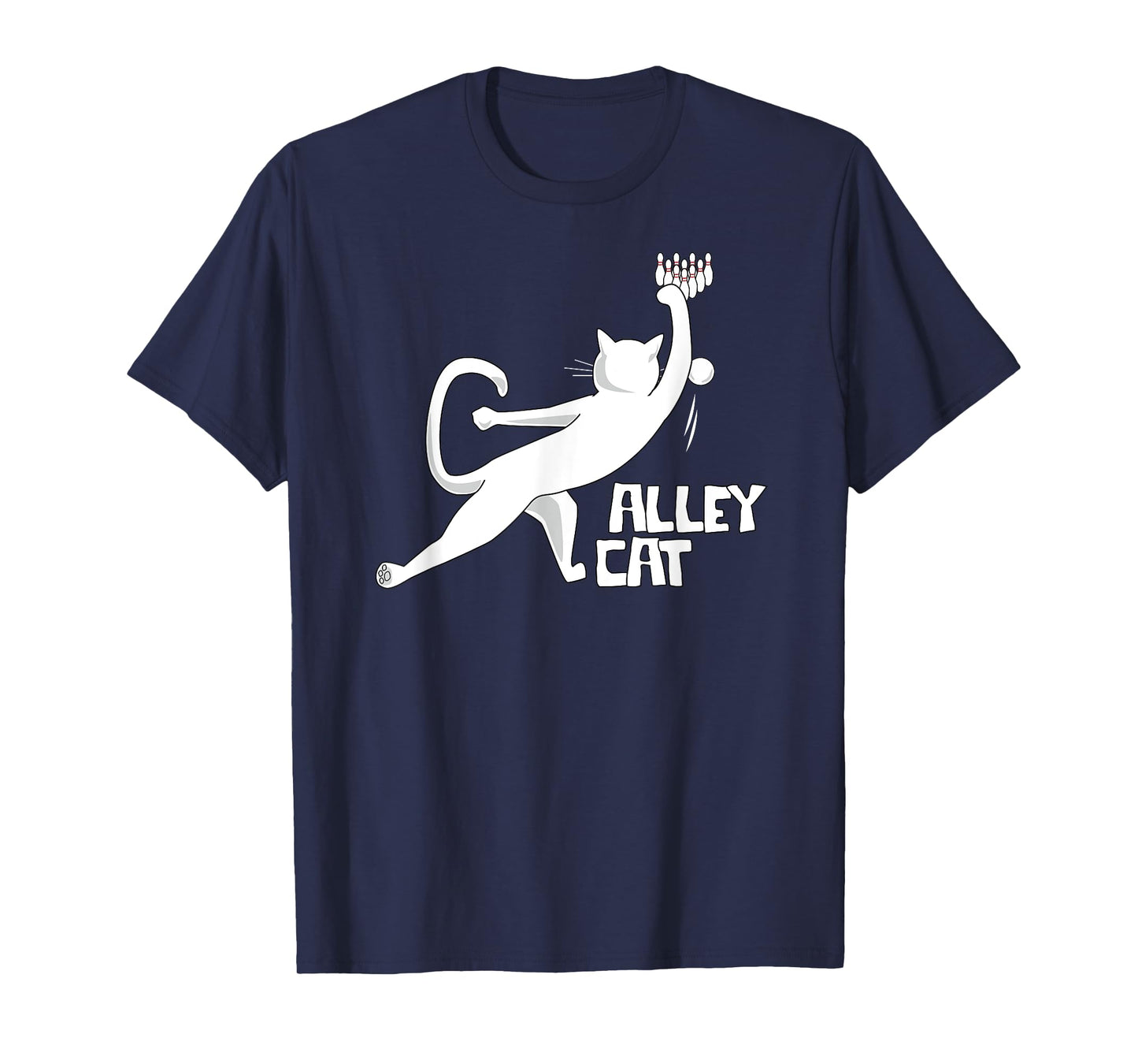 Cute Alley Cat Bowling Design for Cat Pun Loving Bowlers T-Shirt for Men Women Kids