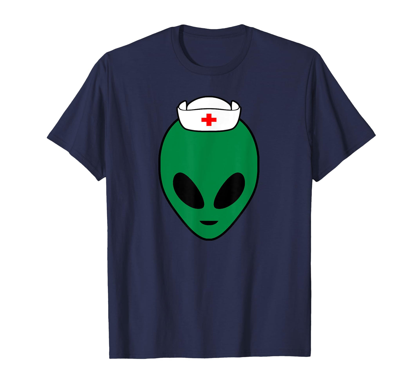 Cool Green Alien Head With Nurse's Hat Funny - Nurse Alien T-Shirt