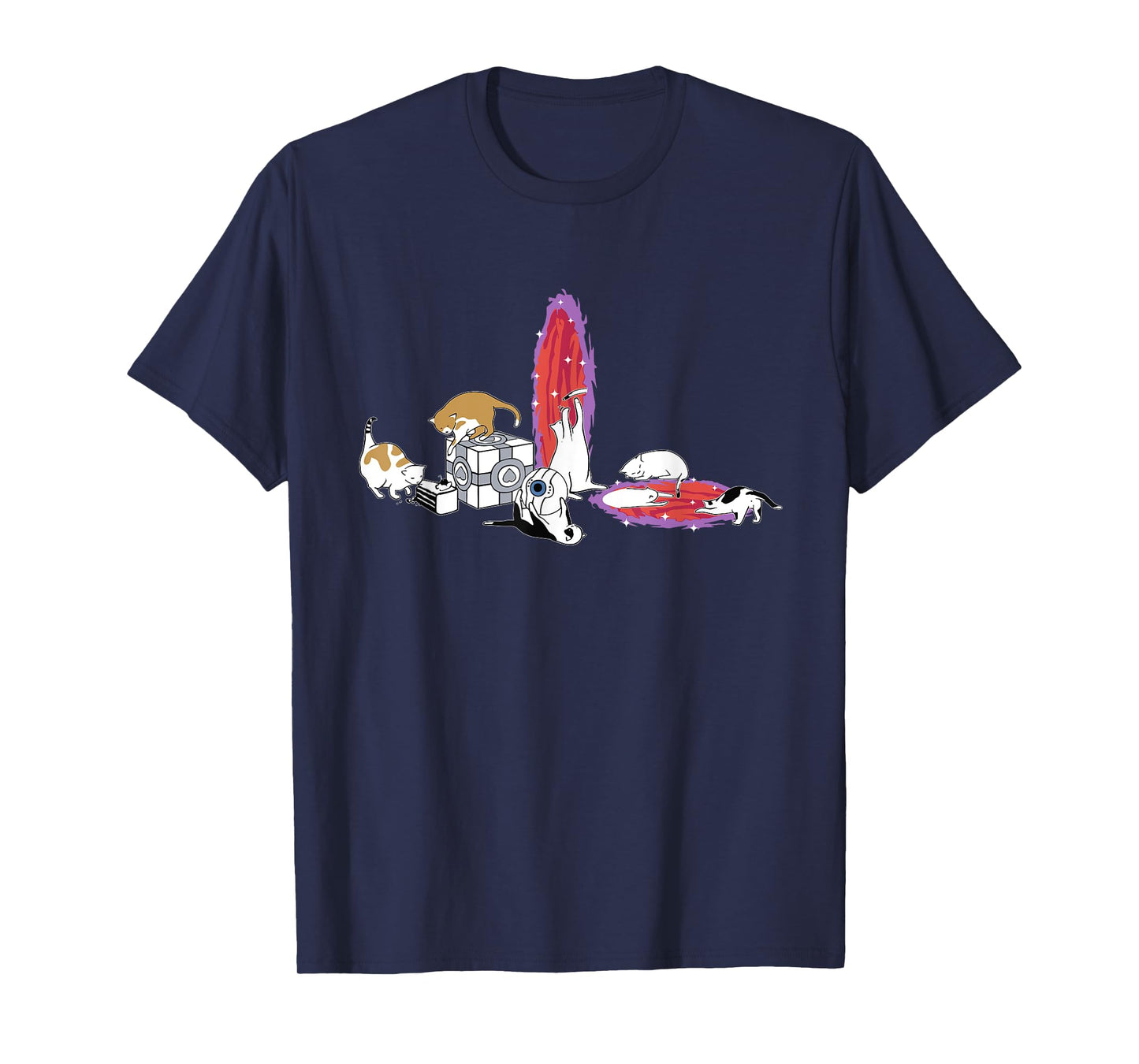 Funny Dimensional Portal Cat Nerd Geek T-Shirt