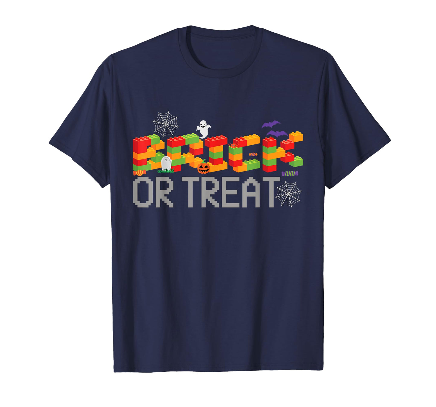 Brick Or Treat Halloween Brick Master Builder Block Building T-Shirt