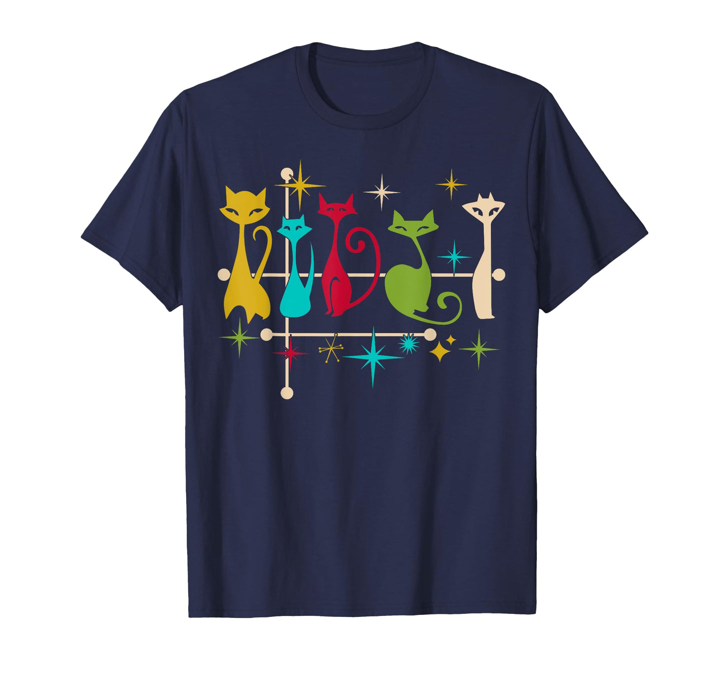 Mid Century Modern Look Cats - Retro Vintage 50s 60s Style T-Shirt