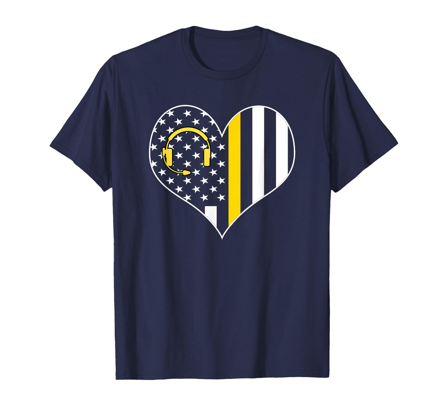 911 Dispatcher Gold Line USA Flag Emergency Dispatchers Gift T-Shirt