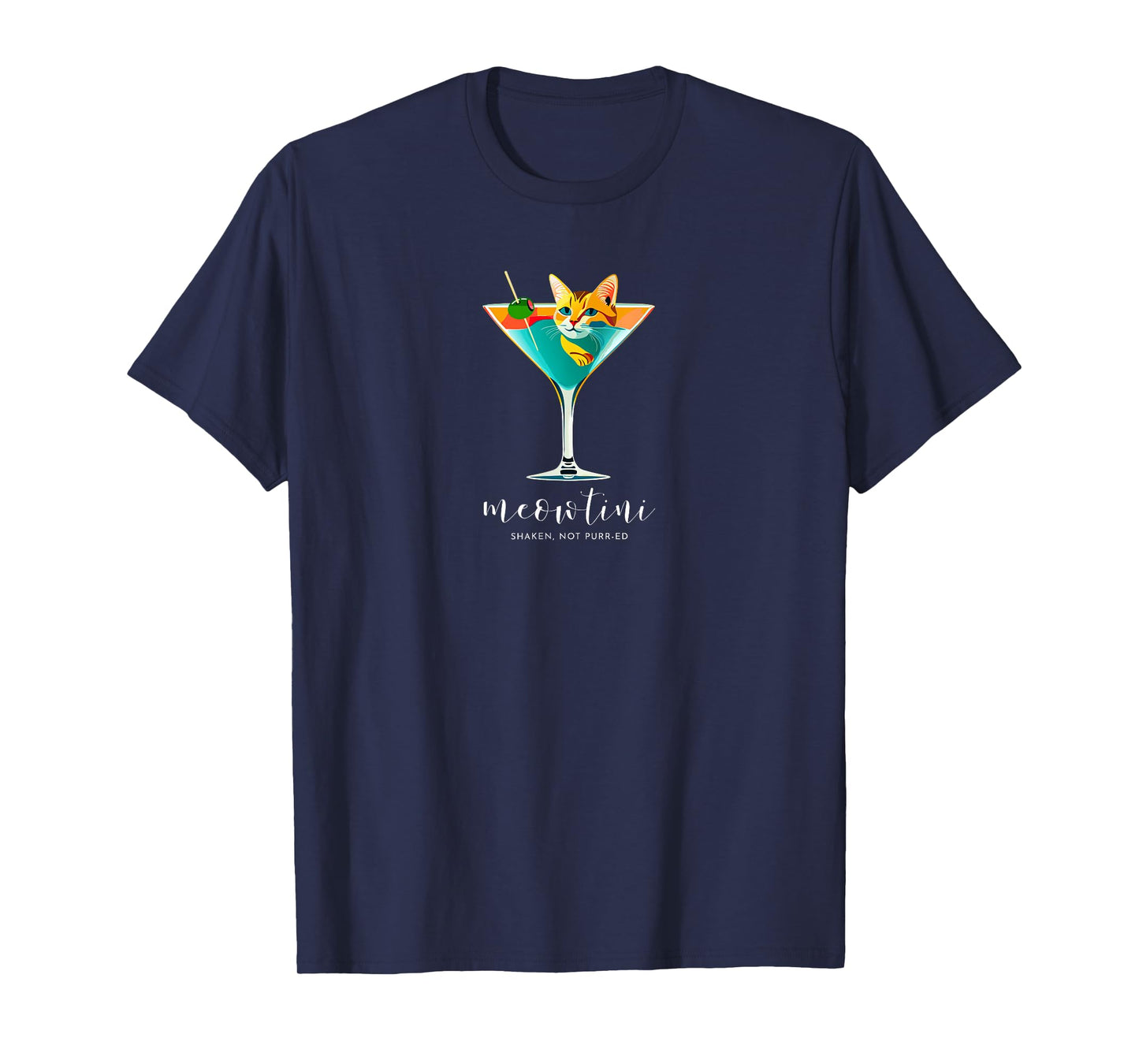Martini & Cats | Meowtini Shaken Not Purr-ed | Funny Cat T-Shirt