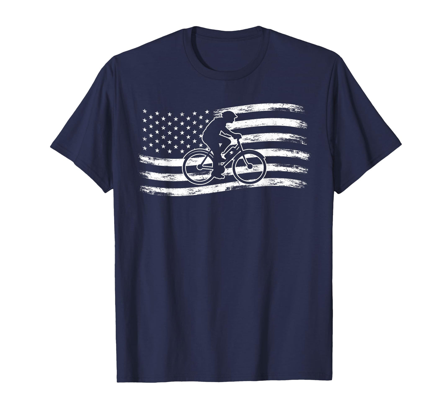 Bicycle Patriotic American Flag Cyclist E-Bike T-Shirt