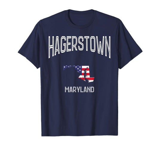 Hagerstown Maryland MD Throwback Vintage USA Flag T-Shirt