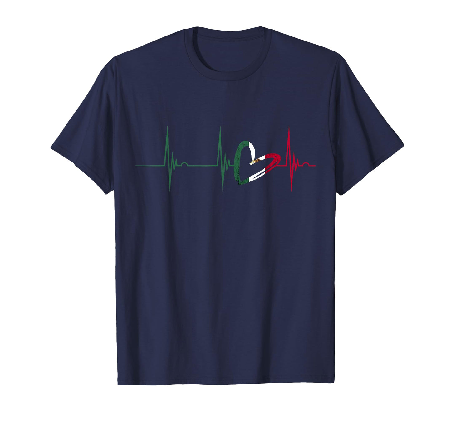 Mexico Heart Mexico Flag Heartbeat EKG Pulse Mexican Roots T-Shirt