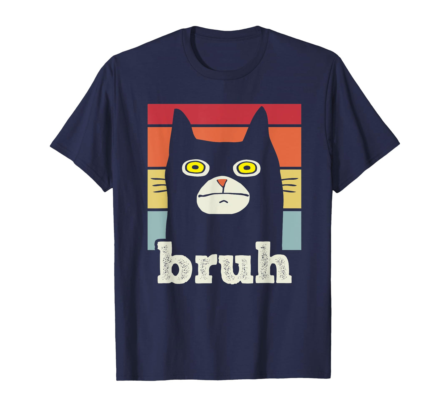Funny Meme Saying Bruh with Cat Greetings Teens Boys Men T-Shirt