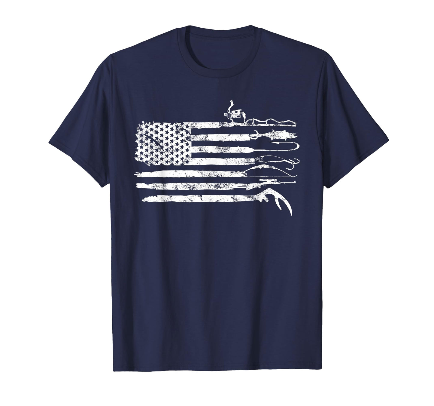 Hunting Fishing American Flag Patriotic T-Shirt