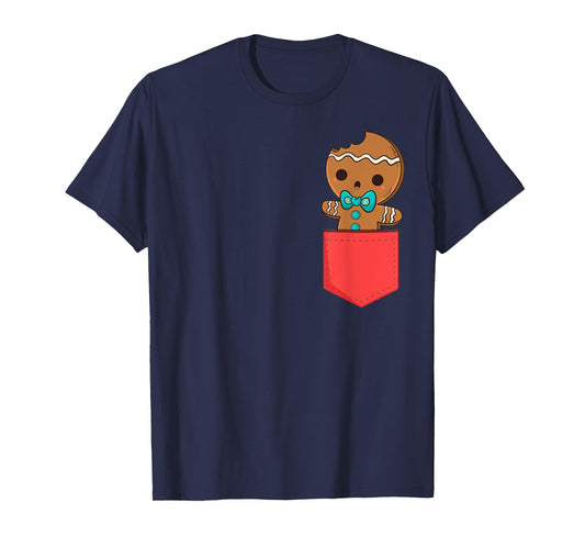 Cute Pocket Gingerbread Man Christmas In Pocket T-Shirt