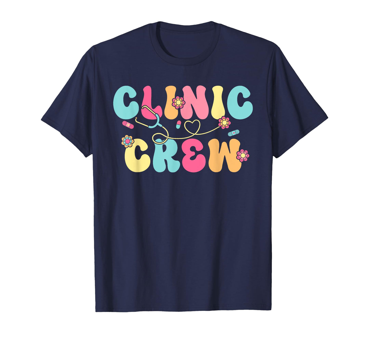 Clinic Crew For School Nurse Groovy (On Back) T-Shirt