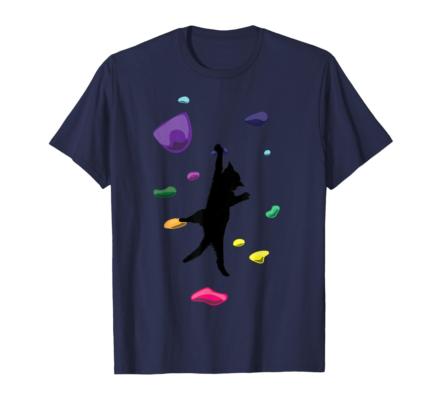 Cat Rock Climbing Art For Men Women Kid Carabiner Bouldering T-Shirt