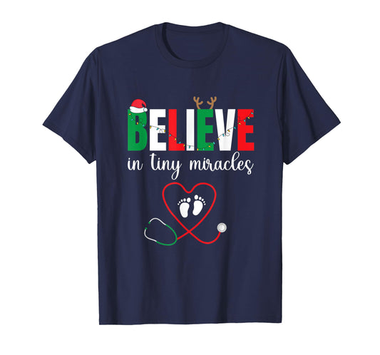 Christmas Baby Delivering - Cute Believe In Tiny Miracles T-Shirt