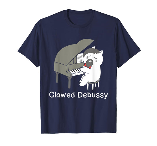 Clawed Debussy Cat Piano - Classical Music Composer Teacher T-Shirt for Men Women Girls Kids