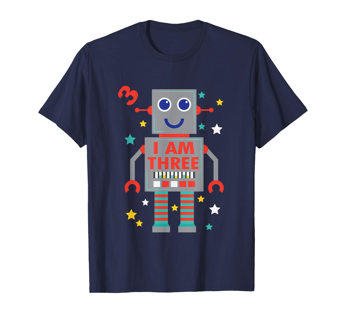 I Am Three Robot Funny Robotics 3 Year Old Birthday Party T-Shirt