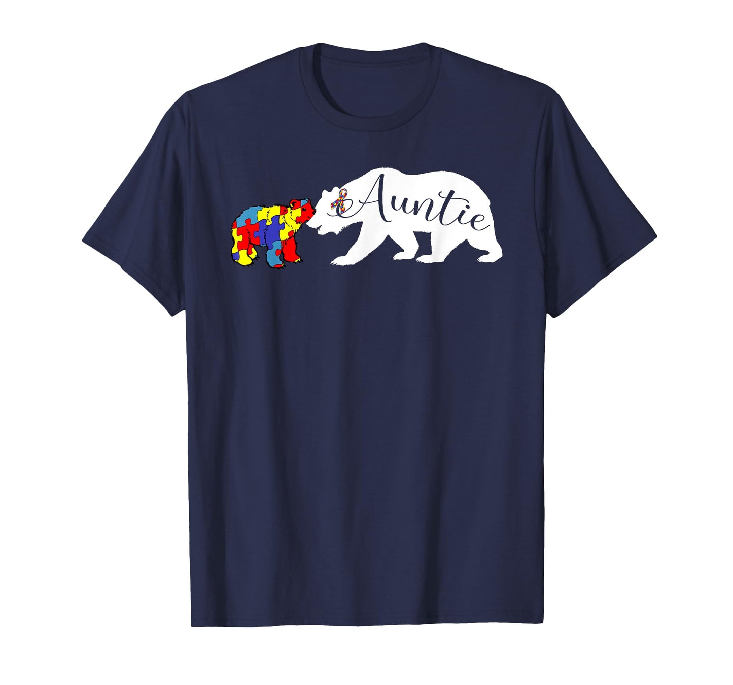 Auntie Bear Autism Awareness T-Shirt Aunt Women Gift T-Shirt