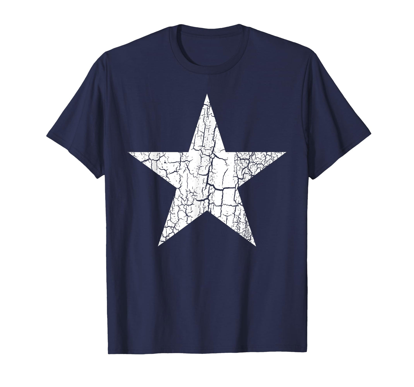 Star Distressed White Print Vintage Star White T-Shirt