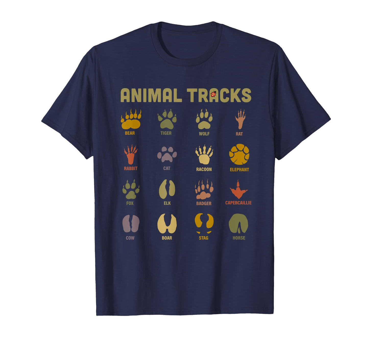 Children's Kids Wild Animal Tracks Childrens Learning Design T-Shirt Small