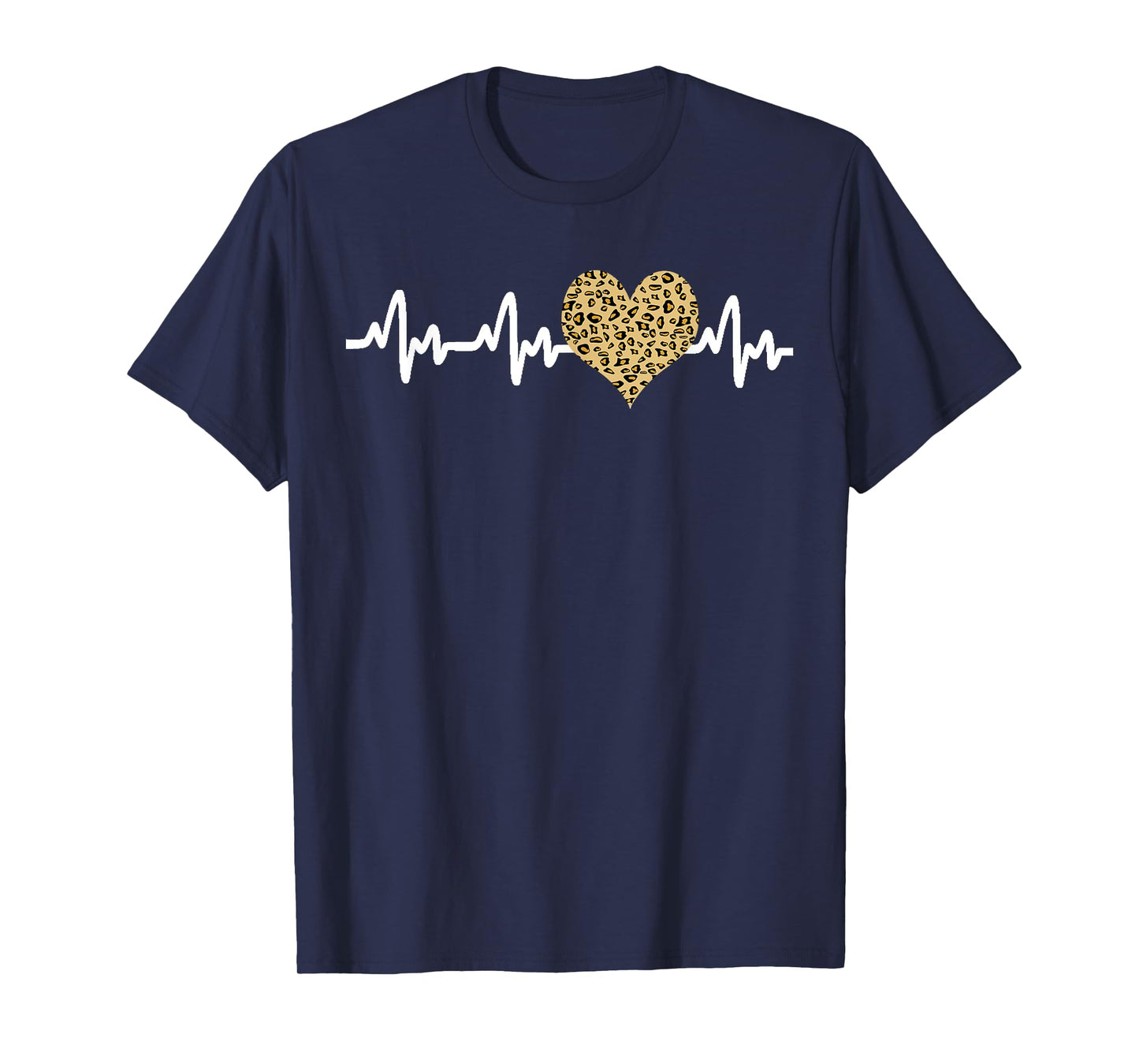Cool Cheetah Leopard Print Heart Doctor Nurse Heartbeat EKG T-Shirt