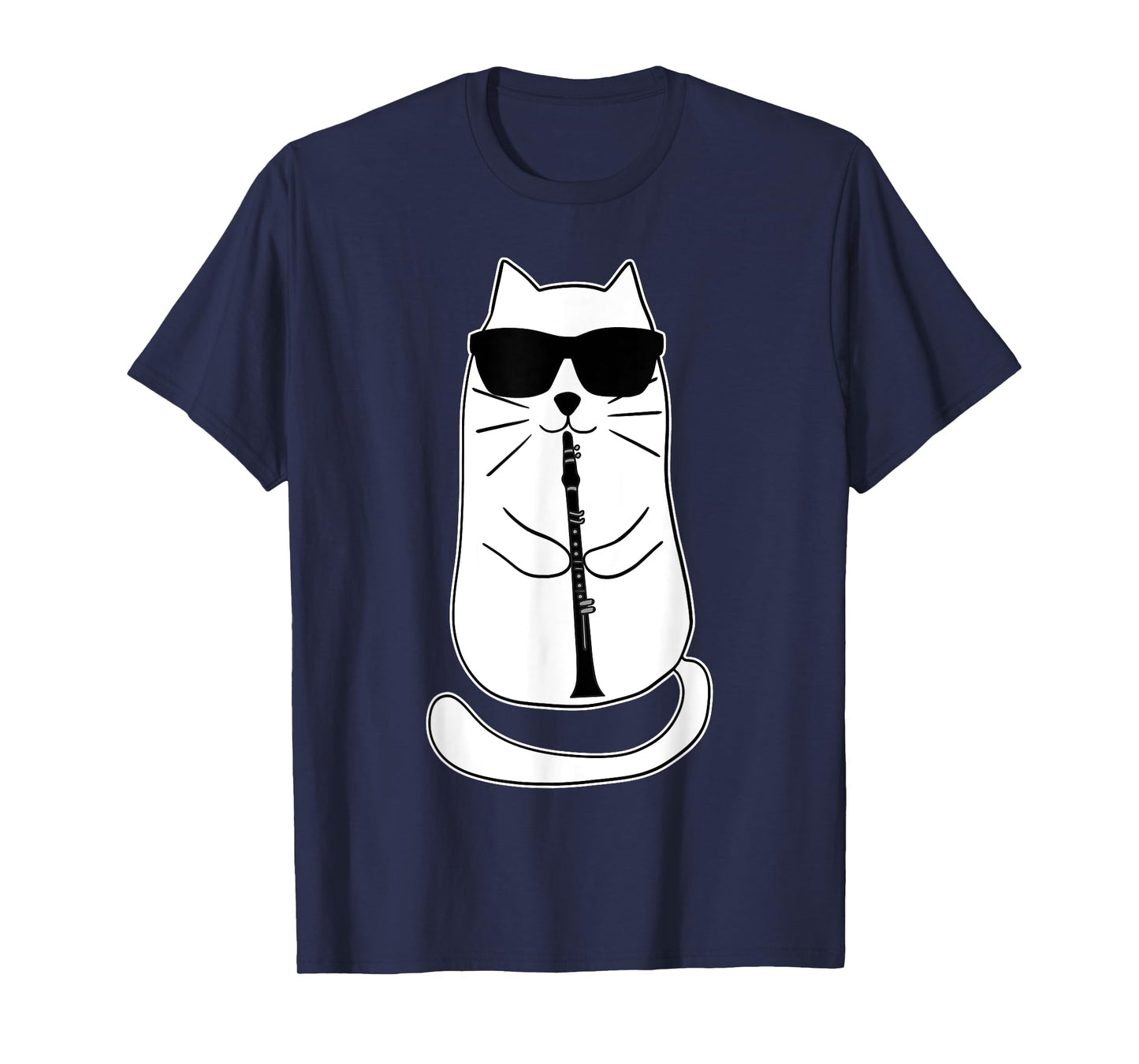 Funny Clarinet Cat With Sunglasses Musician Retro Vintage Men Women T-Shirt