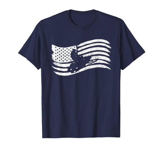 American Flag T-Shirt For Snowmobile Rider Vintage Look T-Shirt