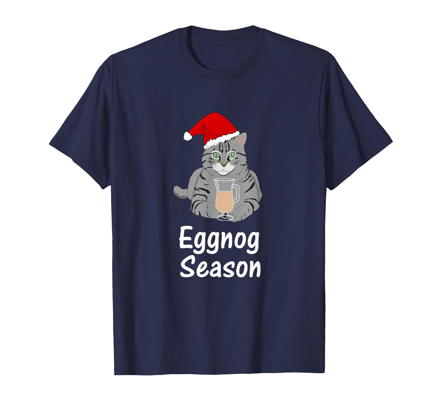 Eggnog Time, Fun Cat Christmas Gift T Shirt, Dk