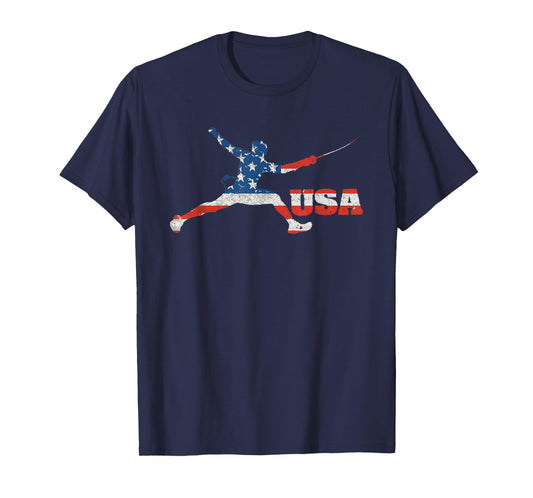 Fencing USA team American flag US Fencers epee men women T-Shirt
