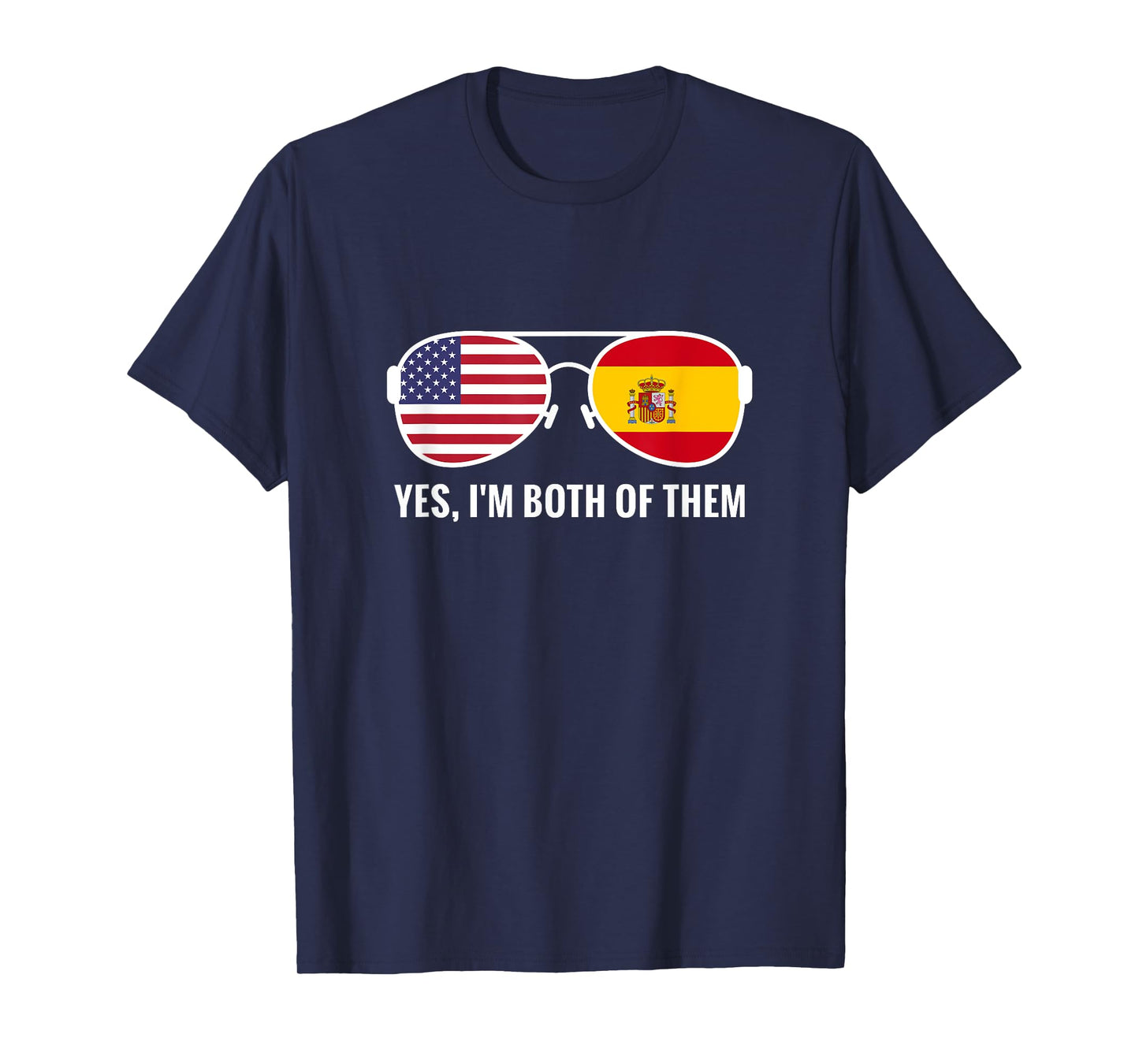 USA Spain Flag Sunglasses Spanish Americans T-Shirt