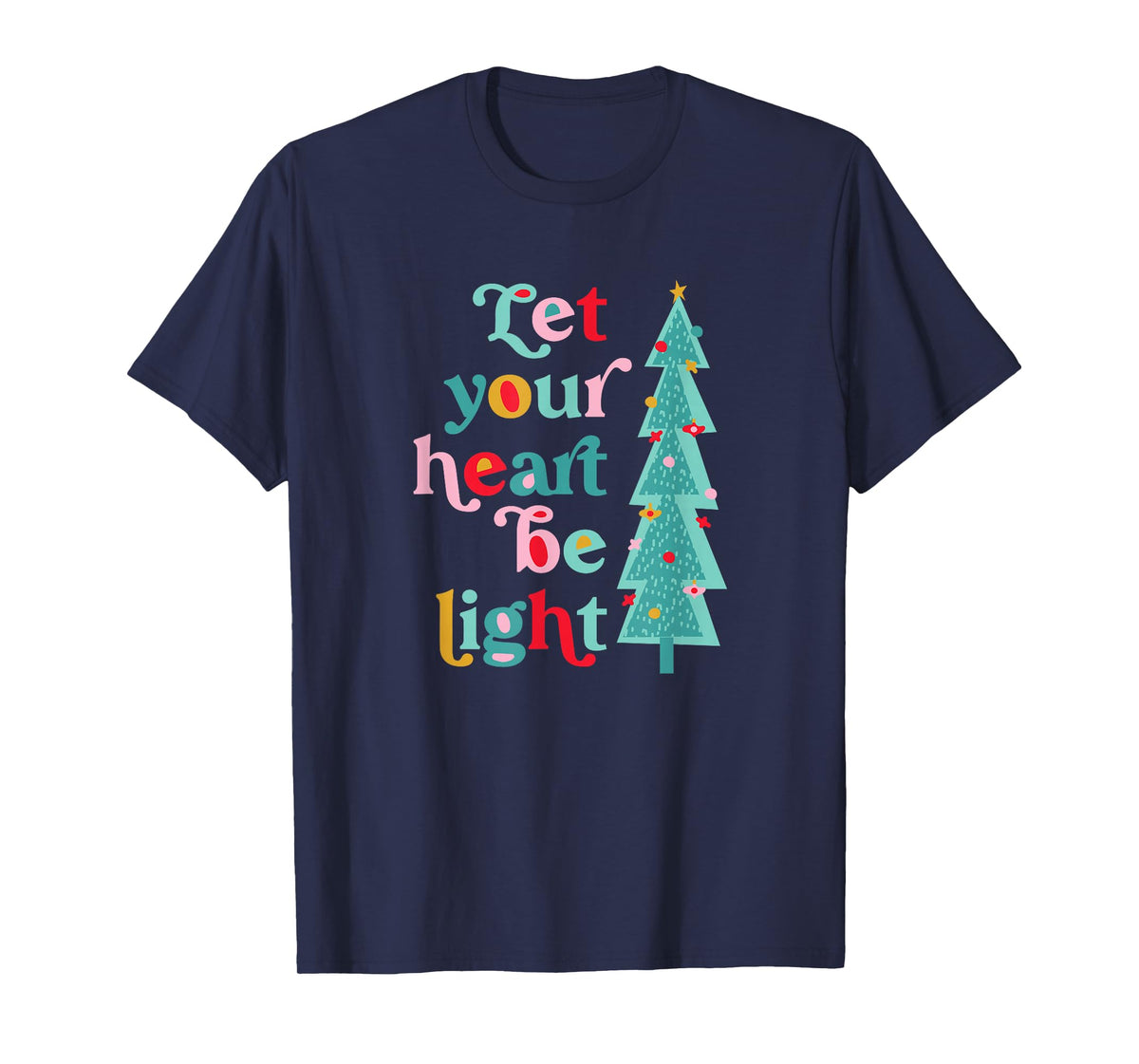 Let Your Heart Be Light Christmas, Retro Pastel Holiday T-Shirt