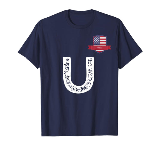 USA Human-Flag Letter U American USA T-Shirt