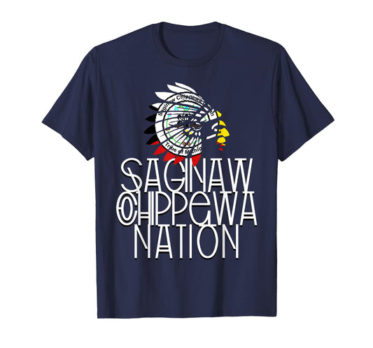 SAGINAW CHIPPEWA TRIBAL FLAG | NATIVE AMERICAN | HEADDRESS | T-Shirt