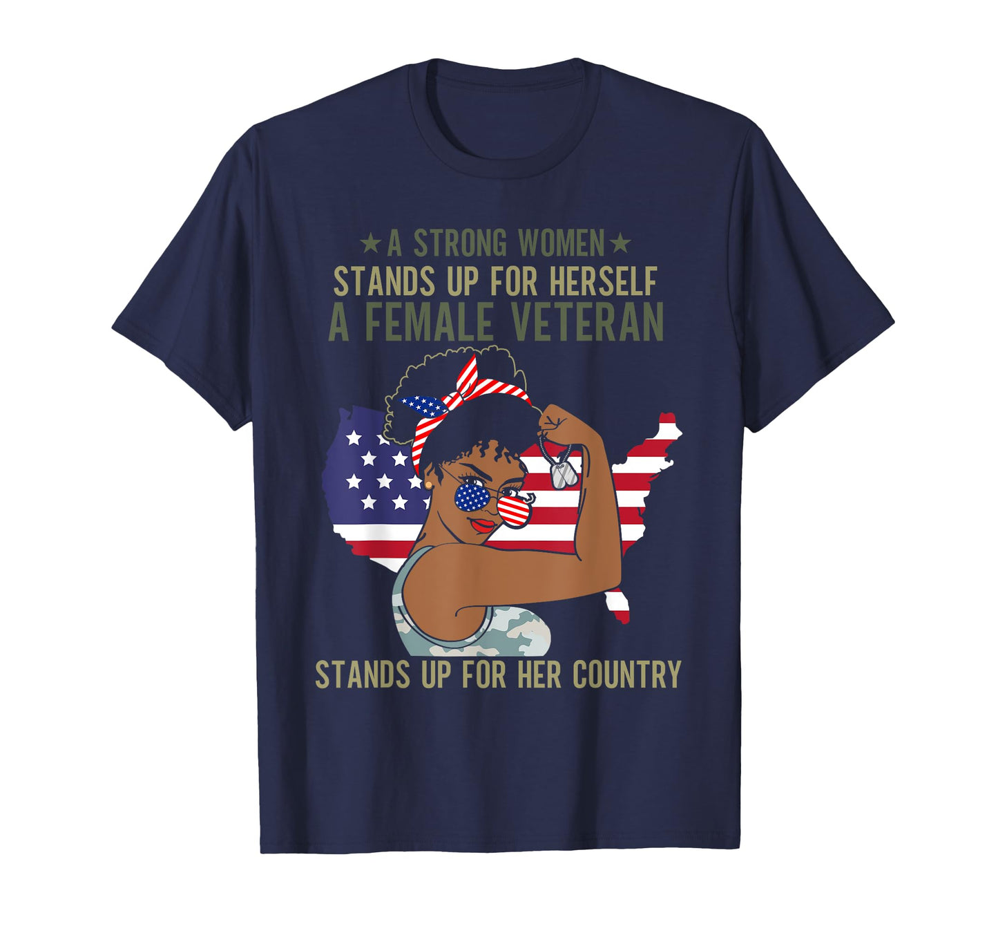African American Army Veteran Female Afro Melanin Girl T-Shirt
