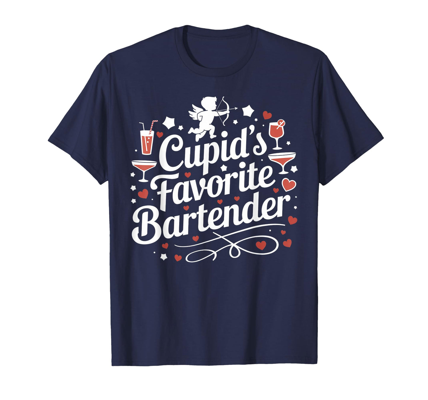 Cupid’s Favorite Bartender Funny Valentine Drink Design T-Shirt