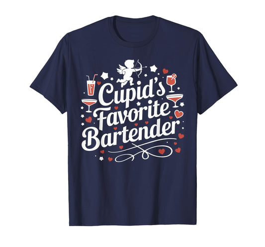 Cupid’s Favorite Bartender Funny Valentine Drink Design T-Shirt