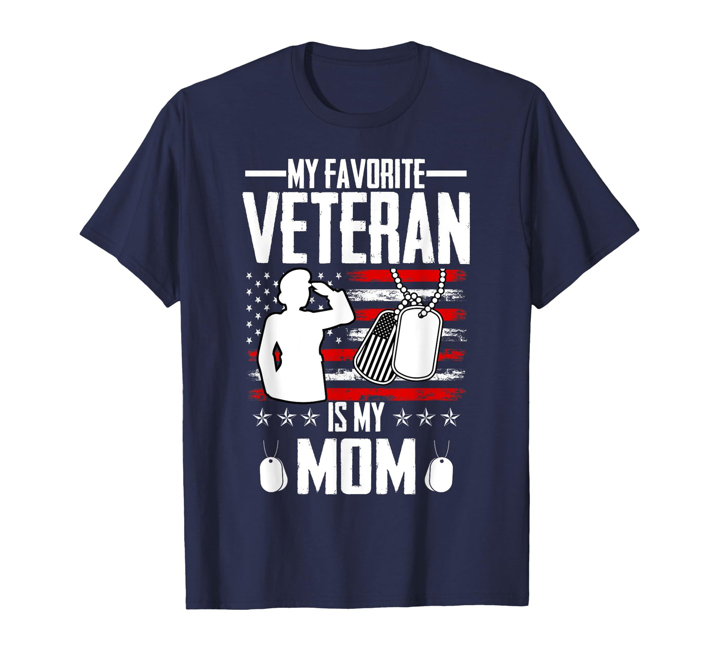 My Favorite Veteran Is My Mom Usa Flag Vintage Men Women T-Shirt
